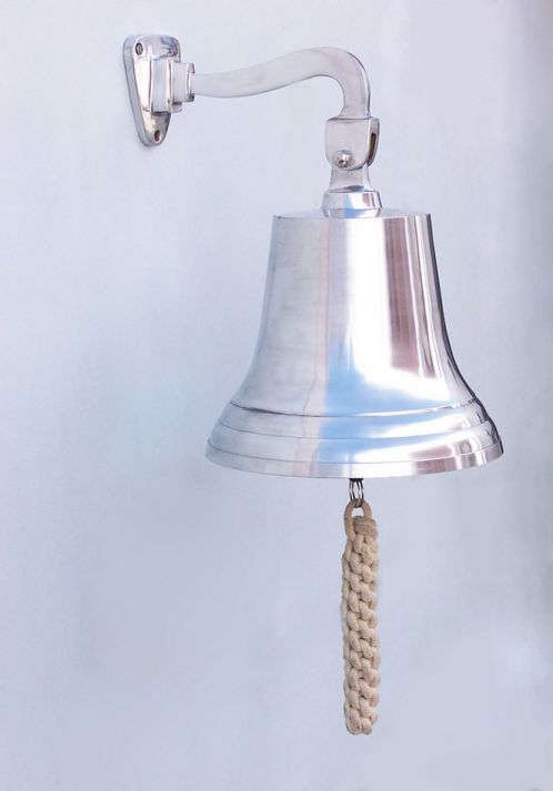 Chrome Hanging Ship's Bell 15""