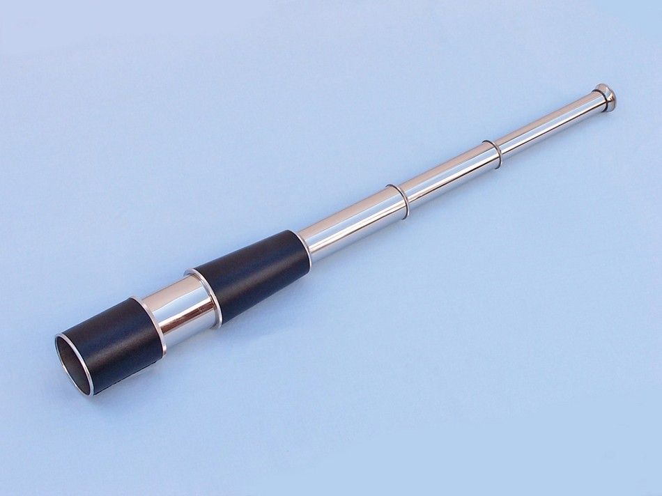 Deluxe Class Admiral's Chrome - Leather Spyglass Telescope 27"" with Black Rosewood Box