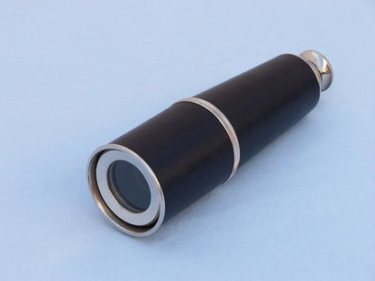 Deluxe Class Admiral's Chrome - Leather Spyglass Telescope 27"" with Black Rosewood Box