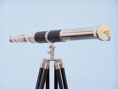Admirals Floor Standing Chrome with Leather Telescope 60""