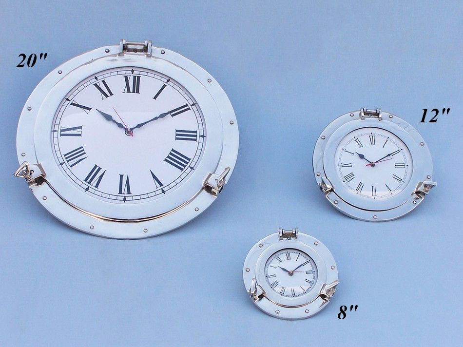 Chrome Decorative Ship Porthole Clock 20""