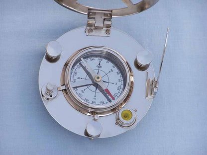 Chrome Round Sundial Compass with Black Rosewood Box 6""