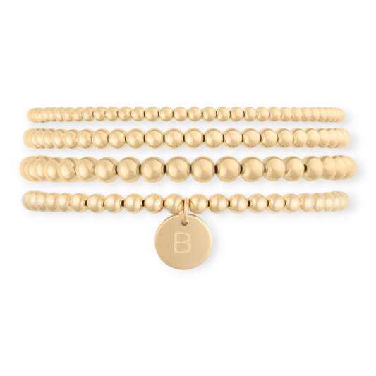 classic initial juno bracelet four stack (3+4+4+5mm)