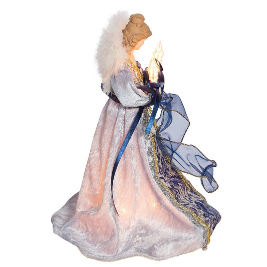10-Light Indigo Blue With Gold Trim Angel Treetop - 12 Inch