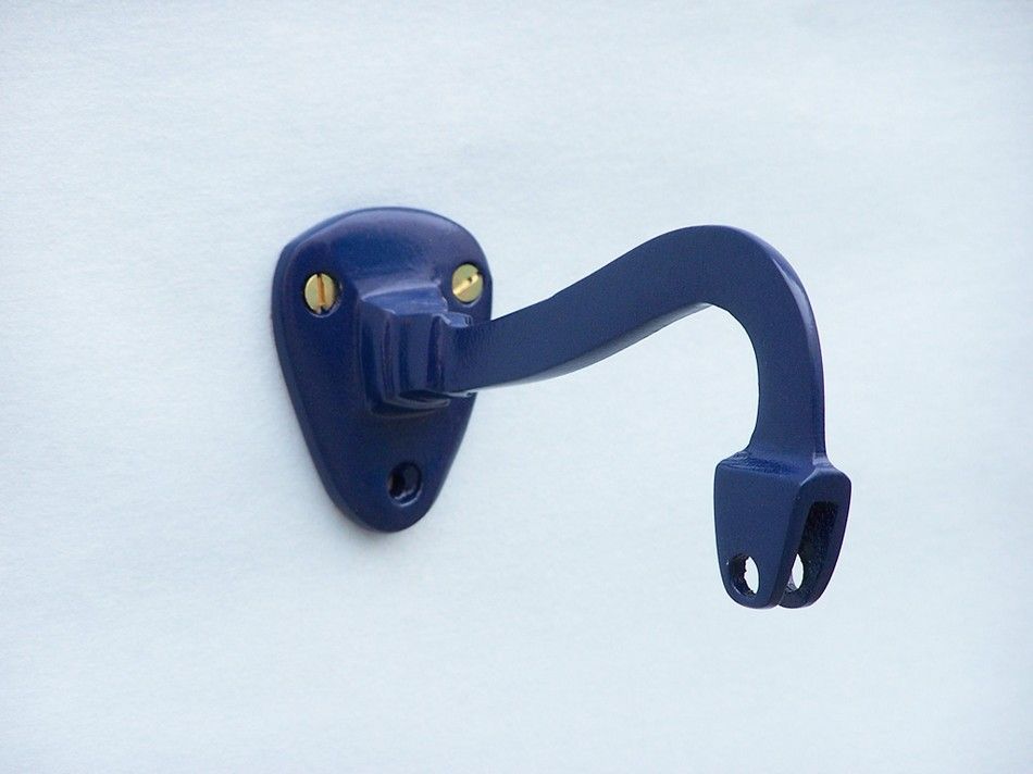 Solid Brass Hanging Ship's Bell 9"" - Blue Powder Coated