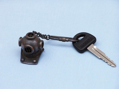 Antique Copper Diving Helmet Key Chain 5""