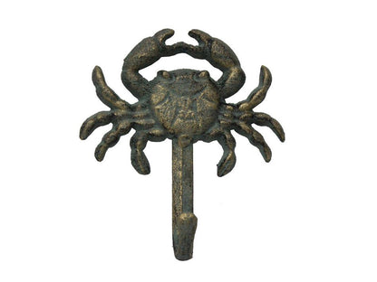Antique Seaworn Bronze Cast Iron Wall Mounted Crab Hook 5""