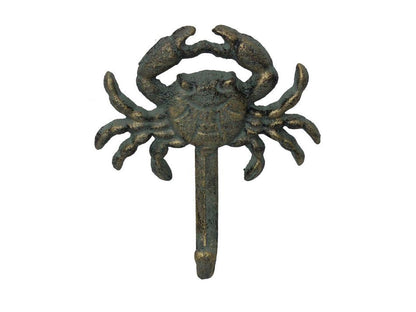Antique Seaworn Bronze Cast Iron Wall Mounted Crab Hook 5""