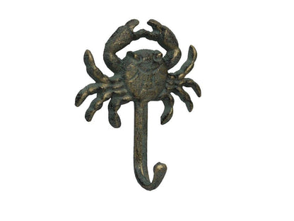 Antique Seaworn Bronze Cast Iron Wall Mounted Crab Hook 5""