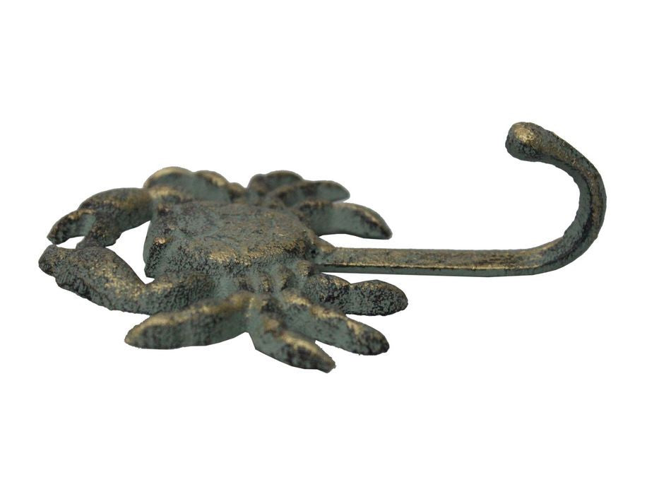 Antique Seaworn Bronze Cast Iron Wall Mounted Crab Hook 5""