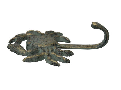 Antique Seaworn Bronze Cast Iron Wall Mounted Crab Hook 5""
