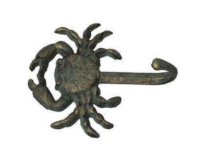 Antique Seaworn Bronze Cast Iron Wall Mounted Crab Hook 5""