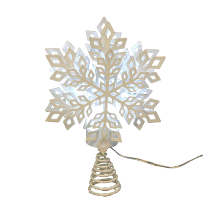 LED White Snowflake Tree Topper with timer