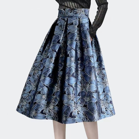 Women's High Waist Slimming Jacquard Midi Skirt