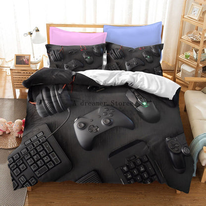 Digital 3D Game Controller Pattern Printed Bedding Three-Piece Set