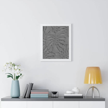 Grey Monstera Framed Print – Botanical Wall Art