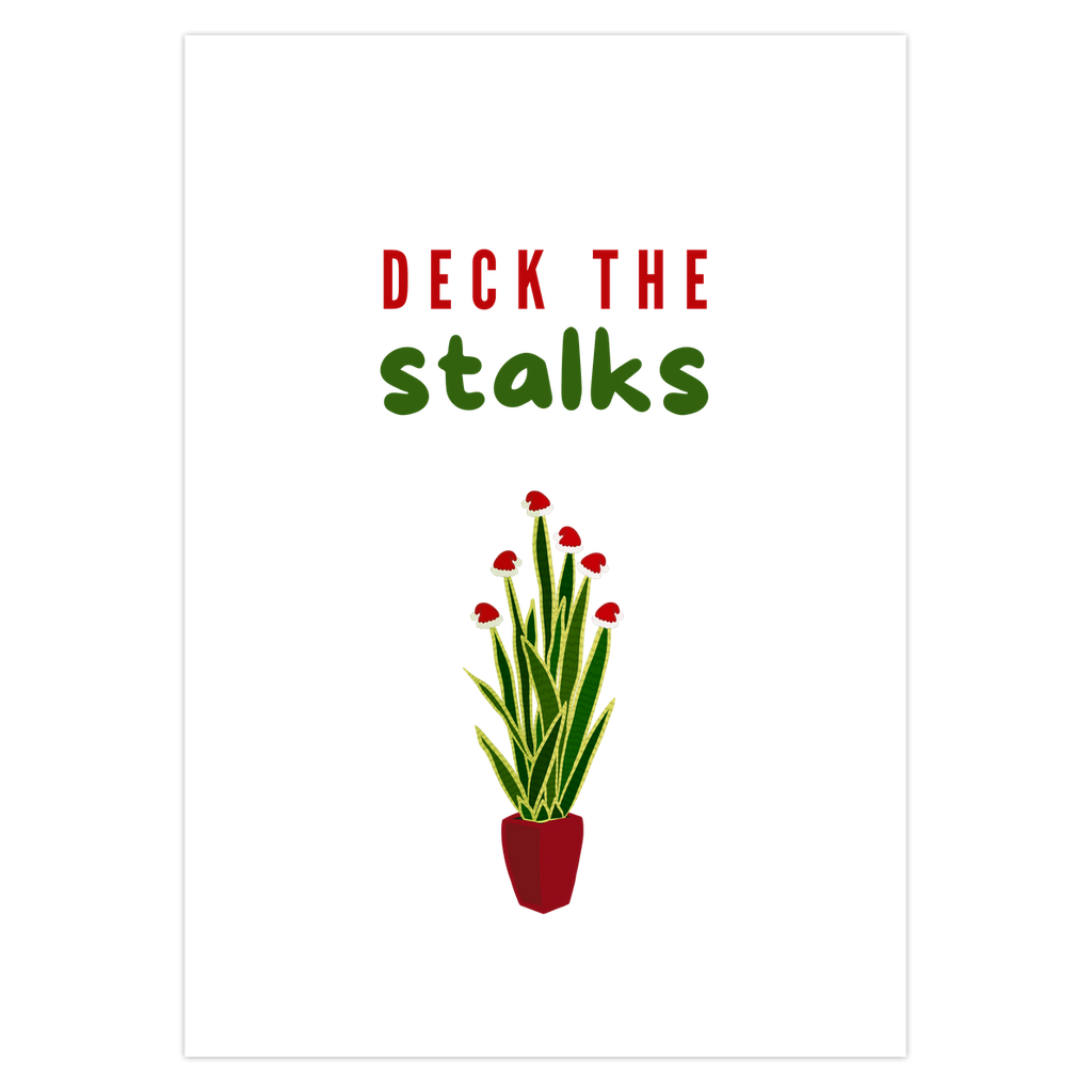 Snake Plant Holiday Greeting Card – Botanical Design Blank Inside