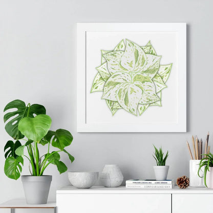 Snow Queen Pothos Framed Print – Botanical Wall Art