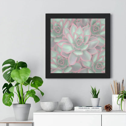 Echeveria Violet Queen Succulent Pattern Framed Print – Botanical Wall Art