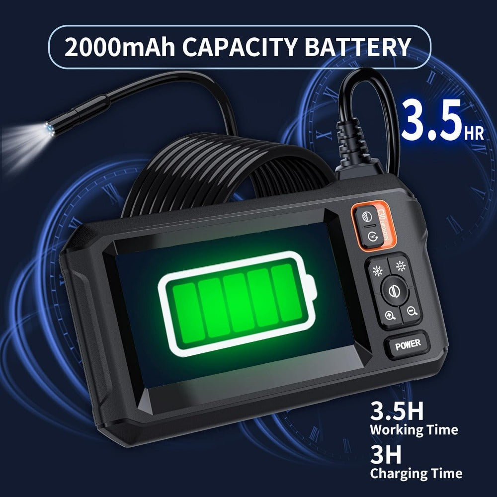 Endoscope Rechargeable Wire Cam w/ 8 LED Light 4.3" Screen 1080PHD 16ft.