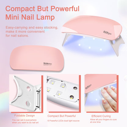 6 PCS Poly Gel Nail Kit With UV Lamp, Nail Brush And Nail Forms Top Base Coat Builder Nails Art Tools