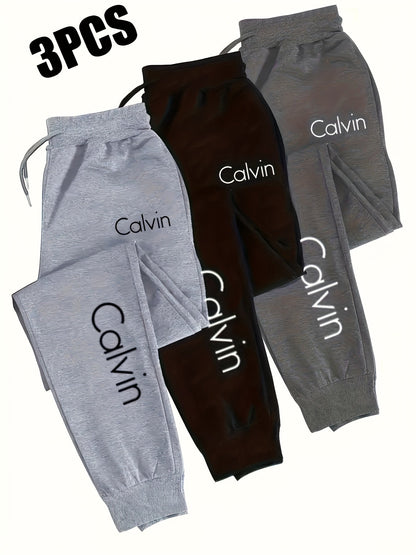 Oversized Men's Casual Jogging Pants w/ Adjustable Elastic - 3 Pack