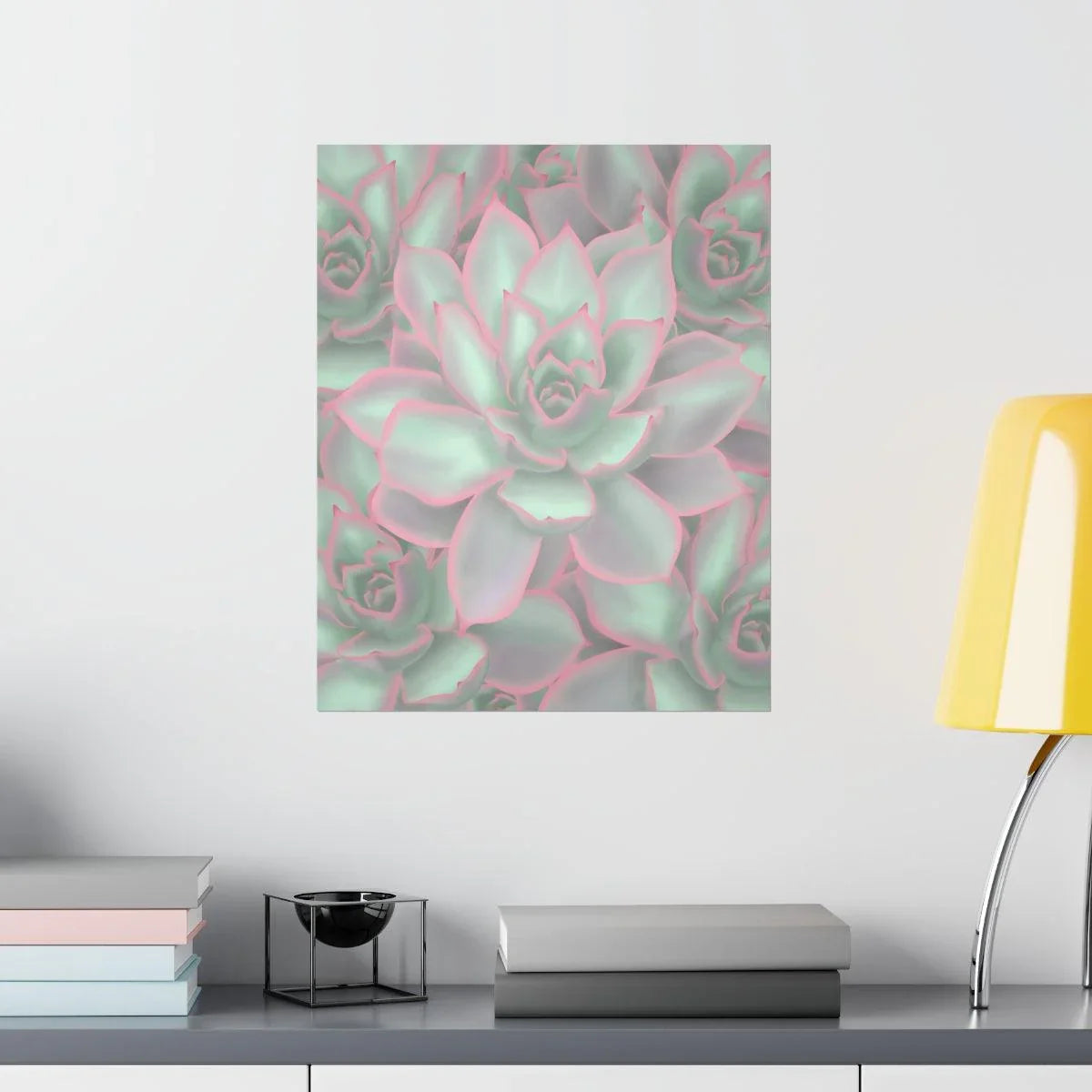Echeveria Violet Queen Succulent Pattern Botanical Print – Unframed Wall Art
