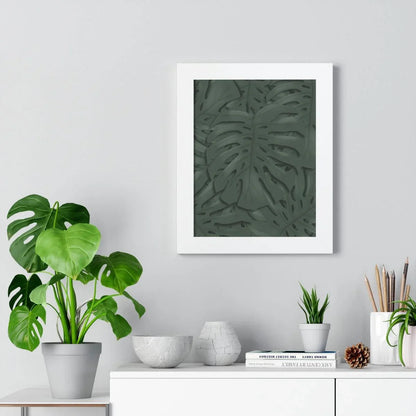 Deep Green Monstera Framed Print – Botanical Wall Art