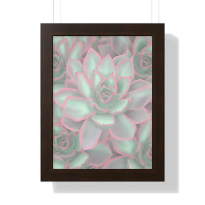 Echeveria Violet Queen Succulent Pattern Framed Print – Botanical Wall Art