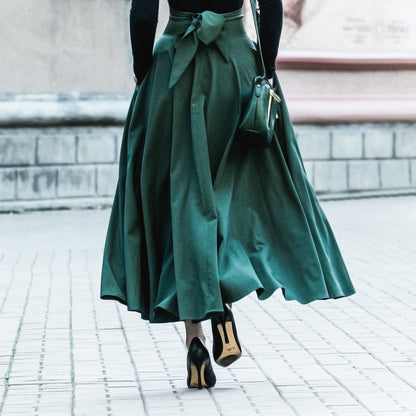 Women's Autumn And Winter High Waist Big Swing Umbrella Skirt