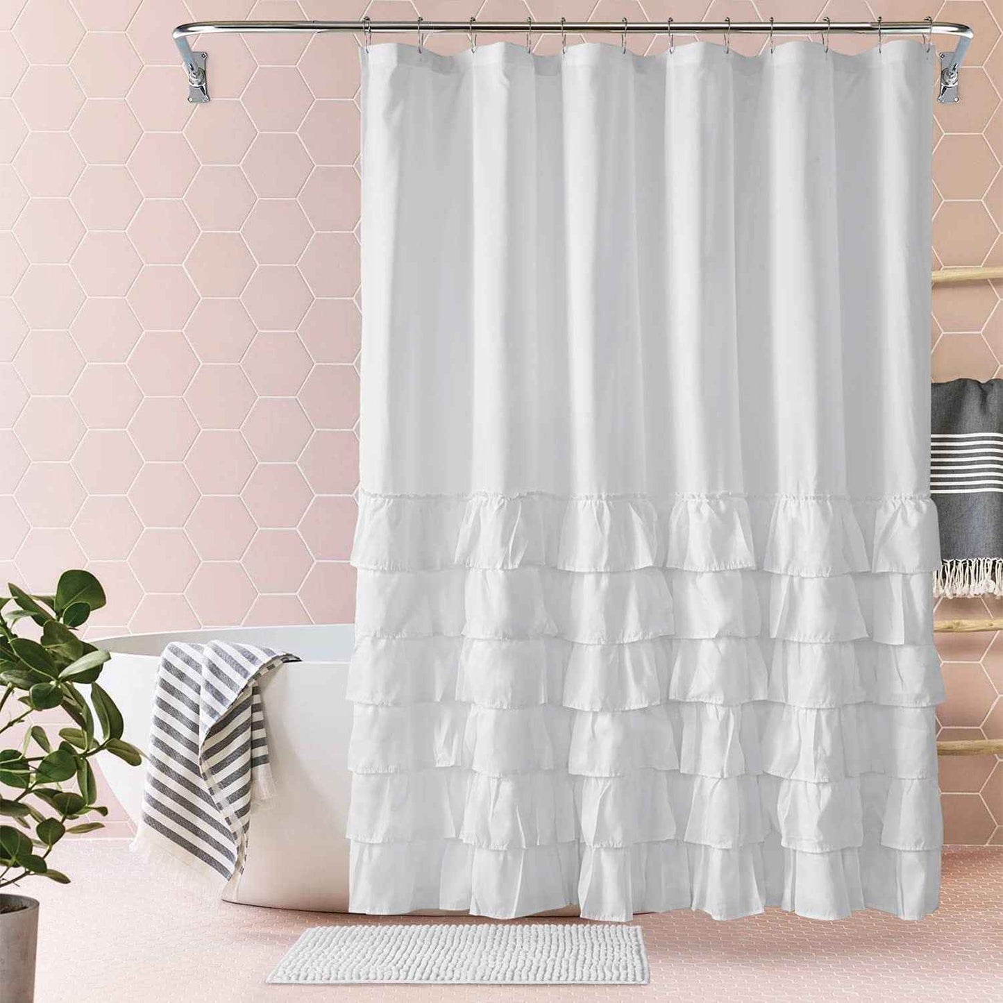Folding Polyester Bathroom Partition Shower Curtain