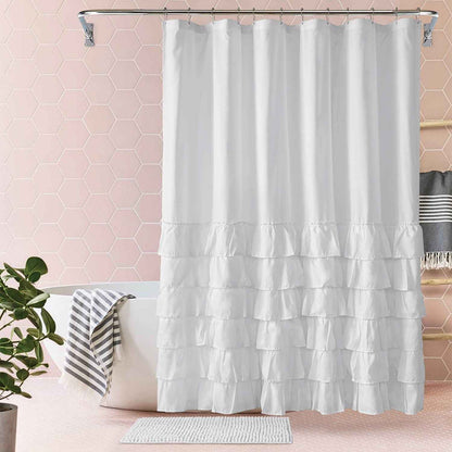 Folding Polyester Bathroom Partition Shower Curtain