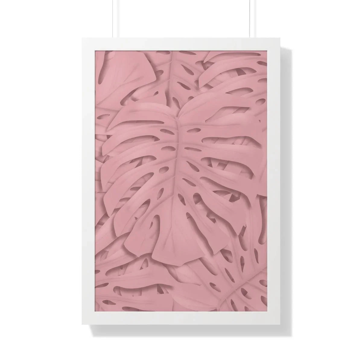 Soft Pink Monstera Framed Print – Botanical Wall Art