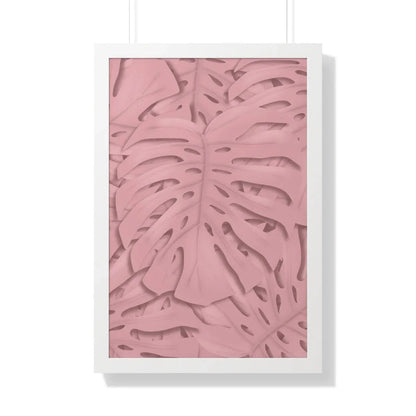 Soft Pink Monstera Framed Print – Botanical Wall Art