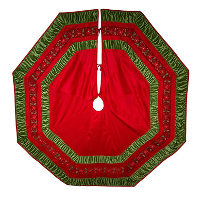 Embroidered Gathered Border Tree Skirt - 72 Inches