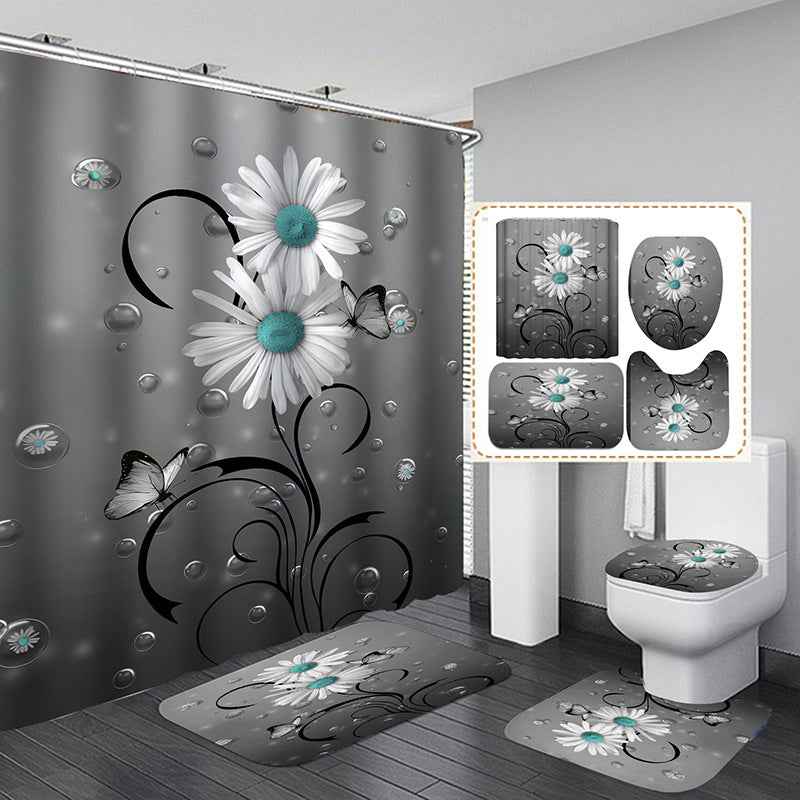 Floral Printing Series Polyester Shower Curtain