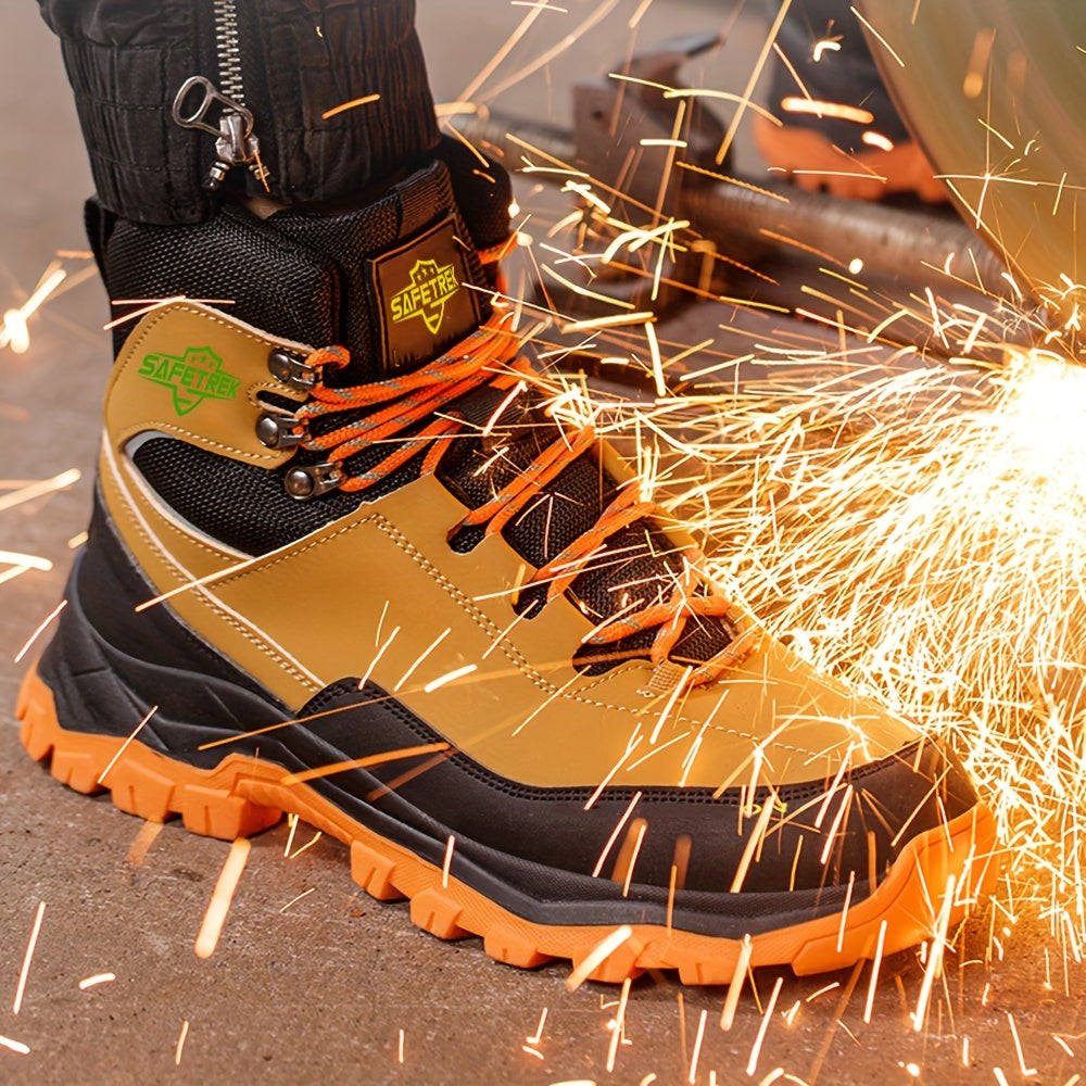 Steel Toes Work Shoes for Men Premium Microfiber Water Resistant Slip Resistant Industrial Safety Steel Toe Work Boots