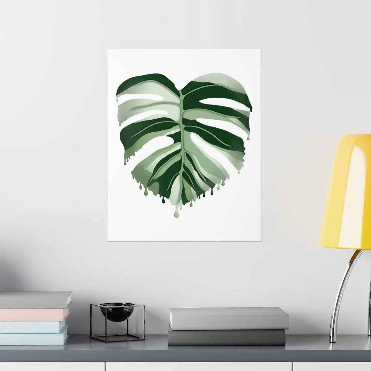 Melting Monstera Albo Botanical Print – Unframed Wall Art