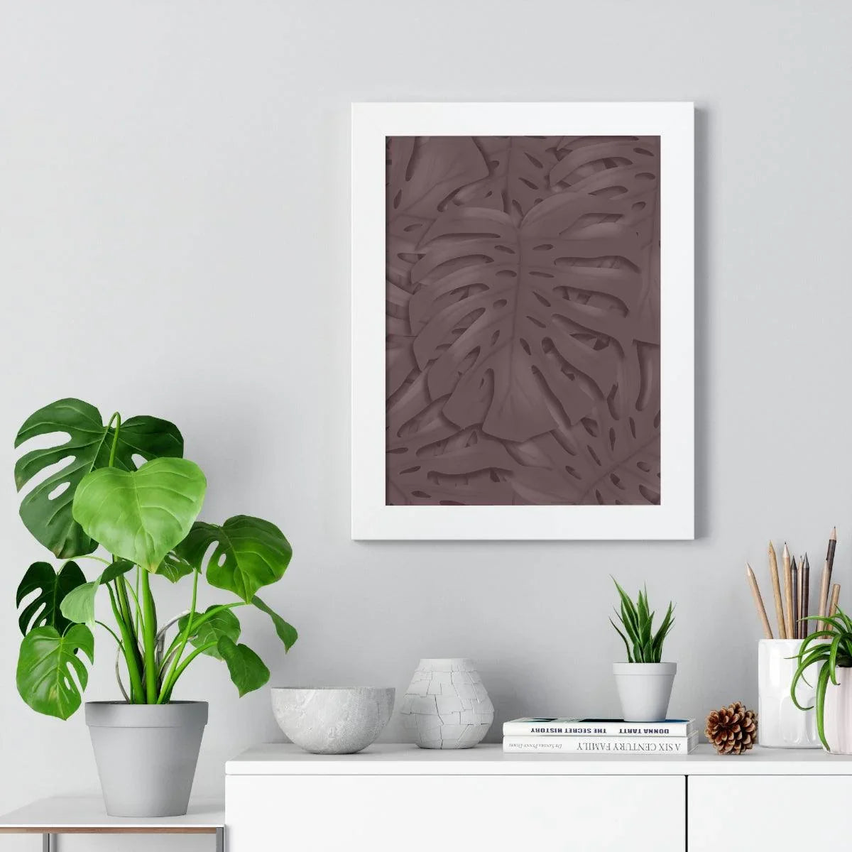 Merlot Monstera Framed Print – Botanical Wall Art
