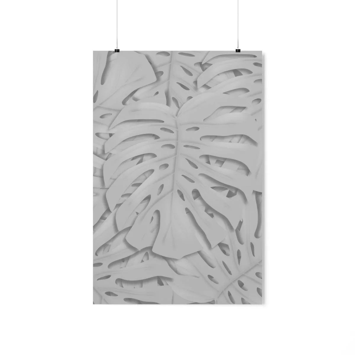 Soft Grey Monstera Botanical Print – Unframed Wall Art