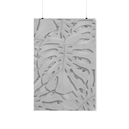 Soft Grey Monstera Botanical Print – Unframed Wall Art