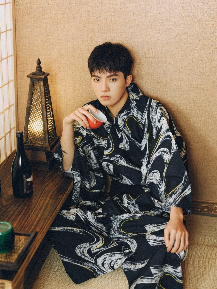 Mens Japanese-style Summer Yukata Japanese-style Loungewear