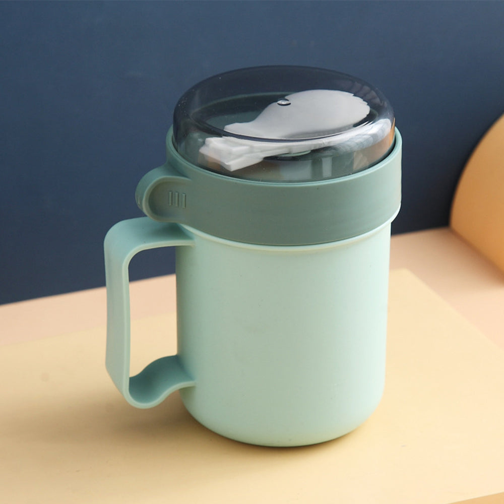 Student Breakfast Milk  With Lid Spoon Portable Water Cup