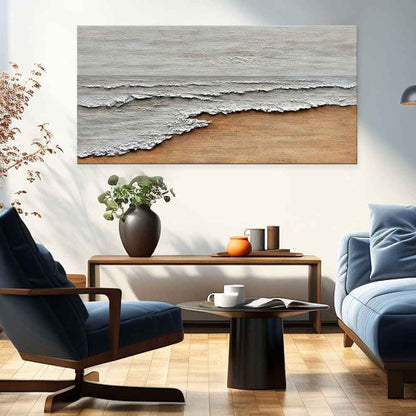 Nordic Hand-painted Oil Painting On Canvas Abstract Textured Seaside Landscape Wall Art Decoration For Home Living Room Office Decor Mural