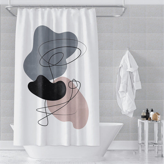 Morandi Abstract Art Shower Curtain - Luxury Waterproof Polyester Fabric with Muted Earth Tones for Modern Minimalist Decor