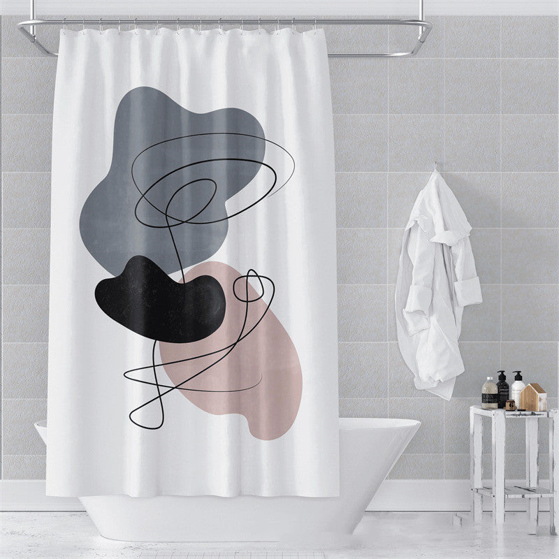 Morandi Abstract Art Shower Curtain - Luxury Waterproof Polyester Fabric with Muted Earth Tones for Modern Minimalist Decor