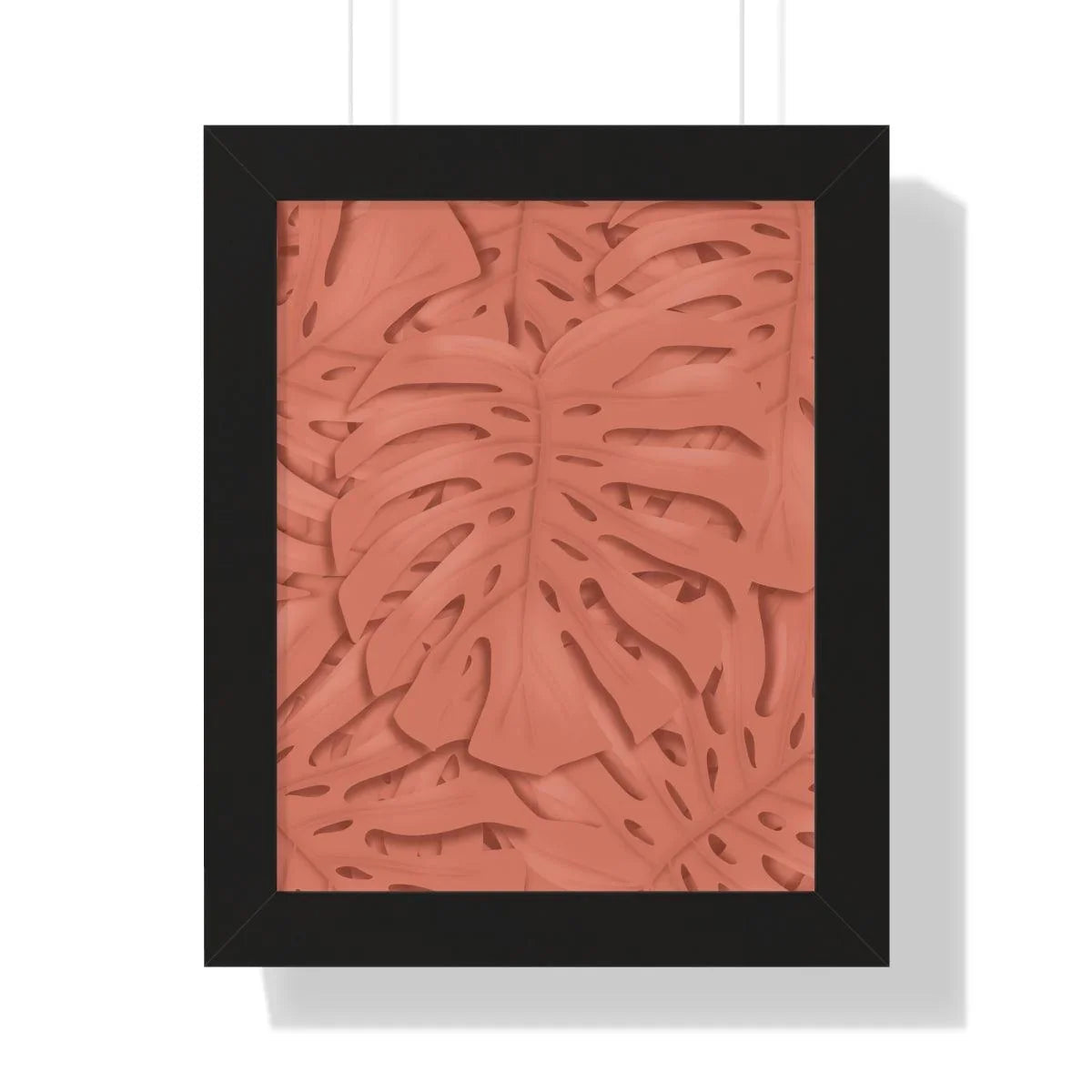 Coral Monstera Framed Print – Botanical Wall Art