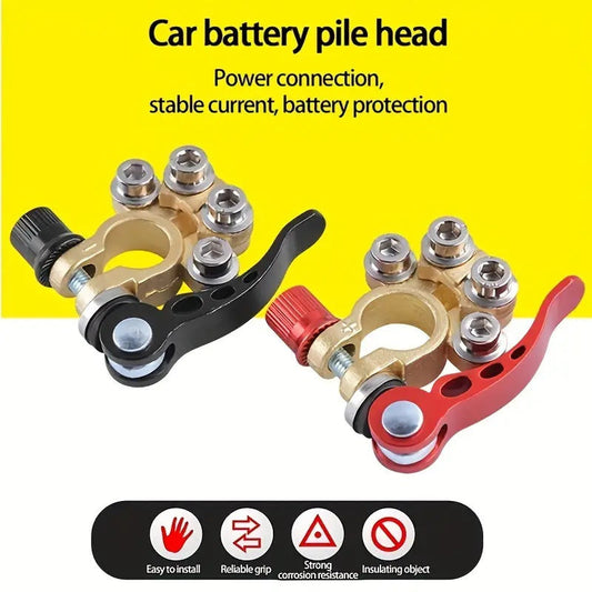 4pcs Car Battery Terminal Connectors Kit with 4 ways, Quick Release Disconnect Battery Terminal, Positive Negative for SAE/JIS Type A Posts. Applicated in Motorcycle, Car, Truck, ect