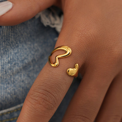 Stainless Steel Open Ring With A Hollowed-out Heart Design