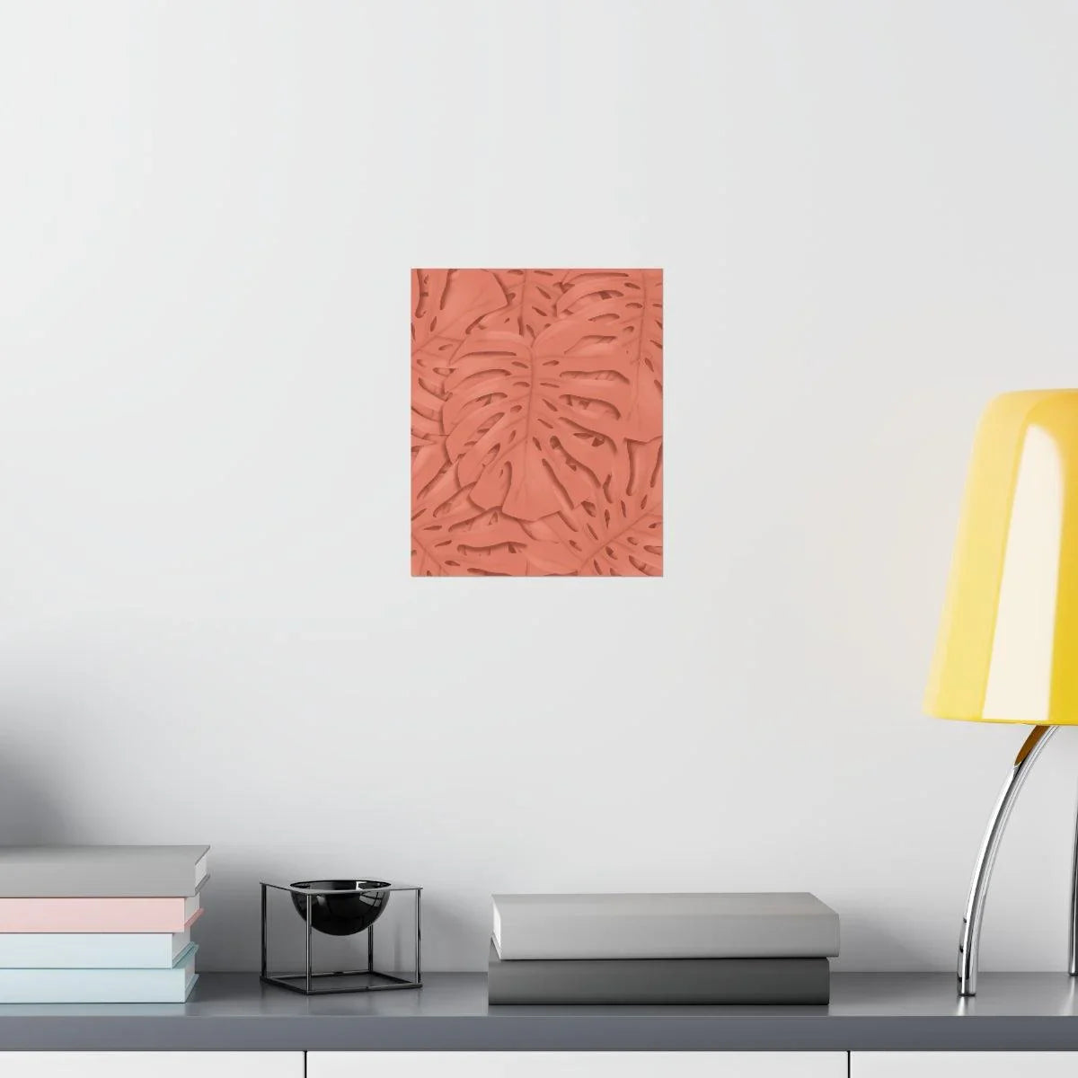 Coral Monstera Botanical Print – Unframed Wall Art